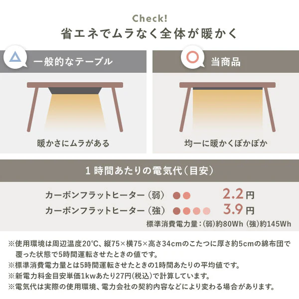 継脚式 超薄型ヒーター 天然木突板 こたつテーブル 80×80cm(正方形) ナチュラルアッシュ - Image 11