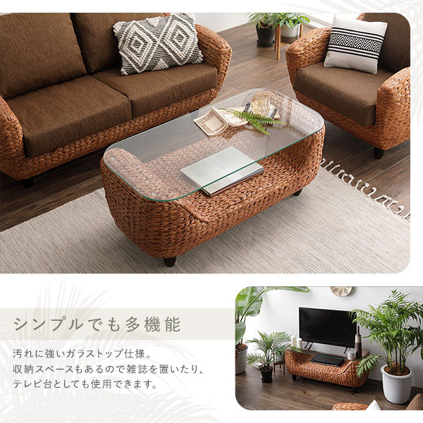 【開梱設置サービス付き】天然素材リゾートソファ（ヒヤシンス）1人掛け＋3人掛け＋テーブル 3点セット - Image 7