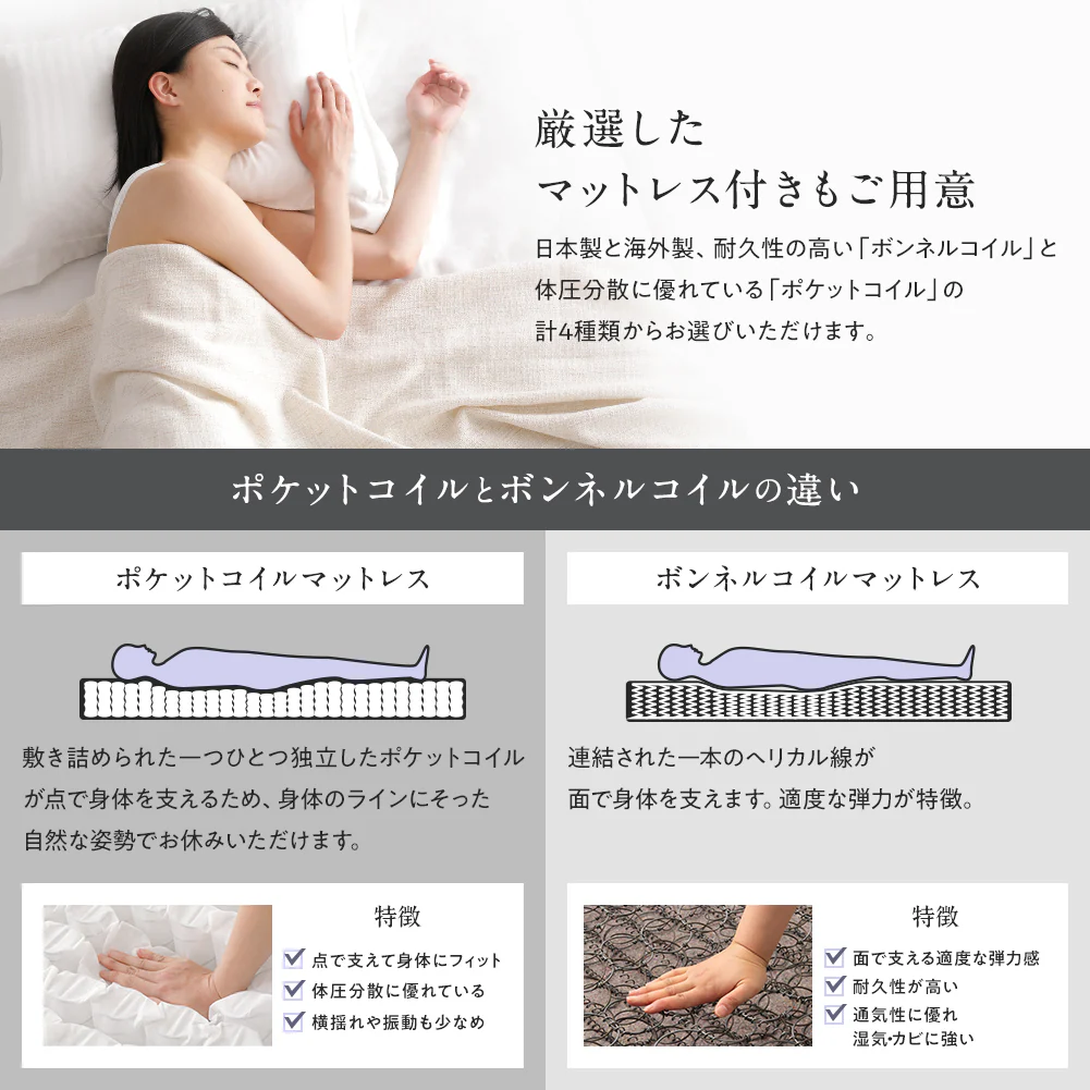日本製収納ベッド 『STELA ステラ』 クラシックホワイト - Image 9