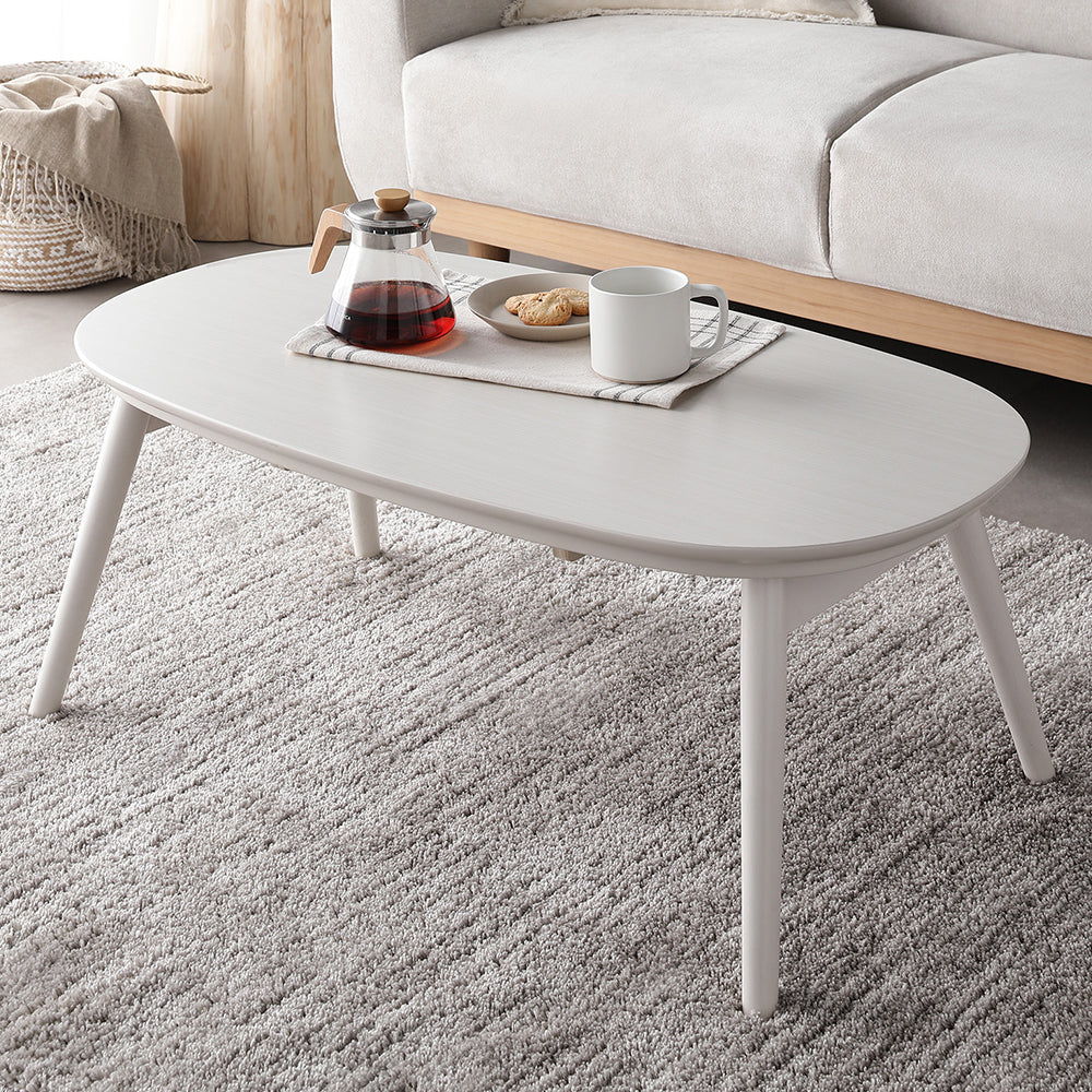 オーバル 楕円 細脚折りたたみ式 こたつテーブル単品 幅90×50cm ウォルナットブラウン - Image 22