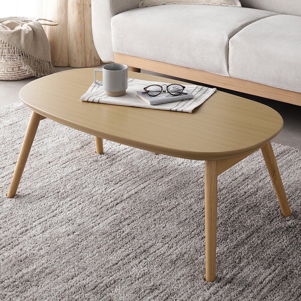 オーバル 楕円 細脚折りたたみ式 こたつテーブル単品 幅90×50cm ウォルナットブラウン - Image 23