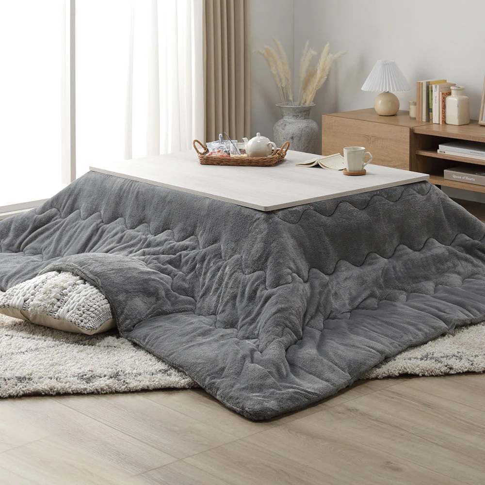 折りたたみ式 こたつ 2点セット (テーブル+掛け布団) 長方形(約105×75cm) グレージュ/ウォールナット・ベージュ - Image 30