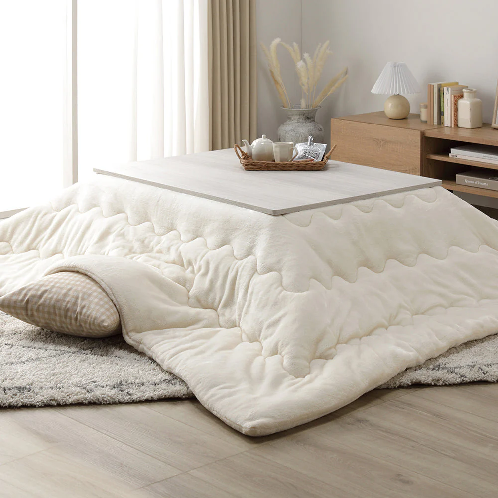 折りたたみ式 こたつ 2点セット (テーブル+掛け布団) 長方形(約105×75cm) グレージュ/ウォールナット・アイボリー - Image 29