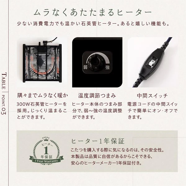 折りたたみ式 こたつ 2点セット (テーブル+掛け布団) 正方形(約75×75cm) グレージュ/ウォールナット・ホワイト - Image 7
