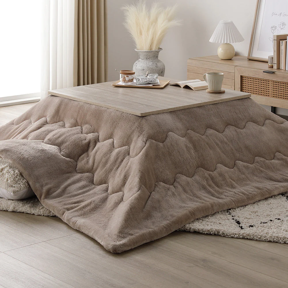 折りたたみ式 こたつ 2点セット (テーブル+掛け布団) 正方形(約75×75cm) グレージュ/ウォールナット・グレー - Image 24