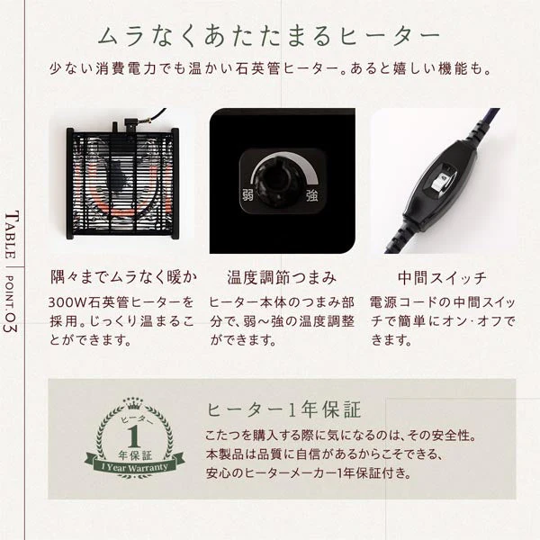 折りたたみ式 こたつ 2点セット(テーブル+掛け布団) 正方形(約75×75cm) ホワイトウォッシュ/ナチュラル・ベージュ - Image 7