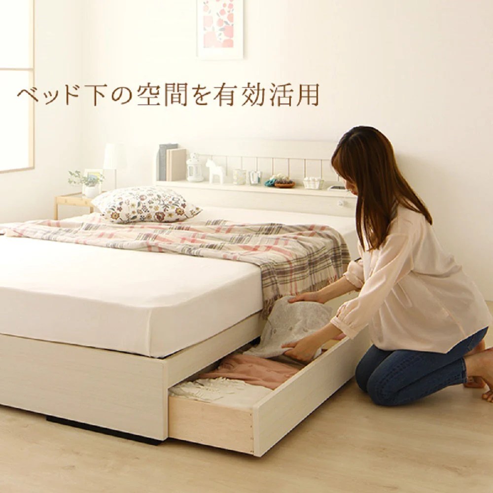 カントリー調収納ベッド 『カモミーユ』ウォルナット - Image 3