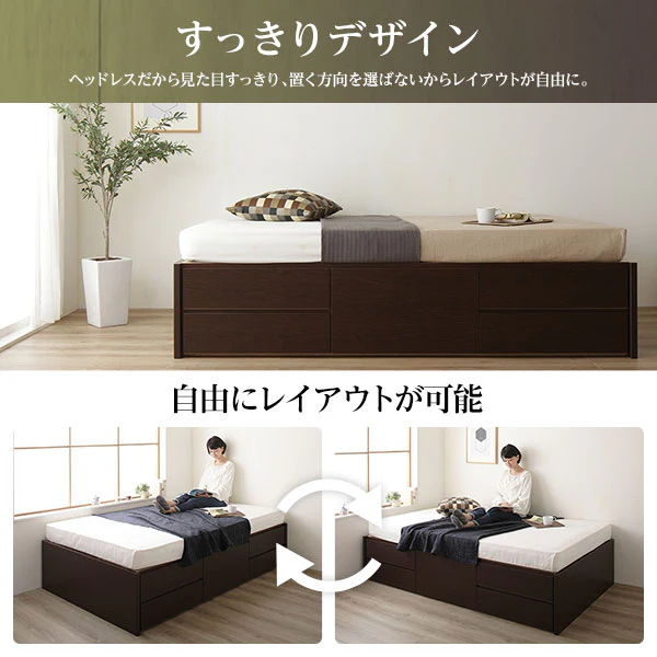 【組立設置サービス付き】日本製 引き出し5杯大容量ベッド（ヘッドレス） アイボリー - Image 4