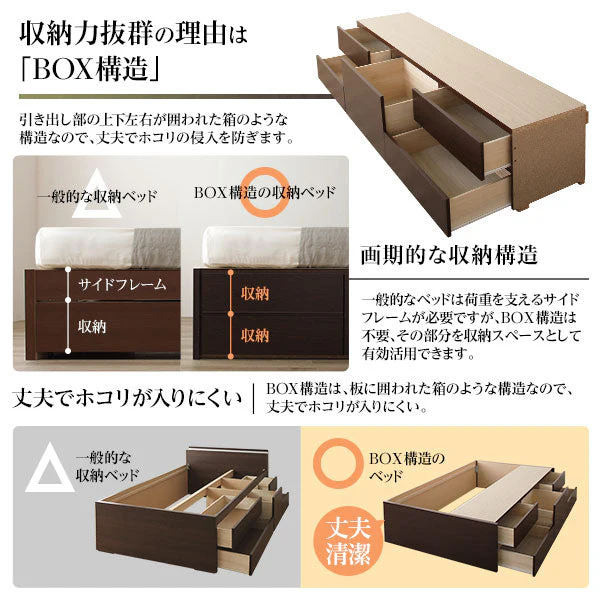 【お客様組み立て】日本製 引き出し5杯大容量ベッド（ヘッドレス） ダークブラウン - Image 10