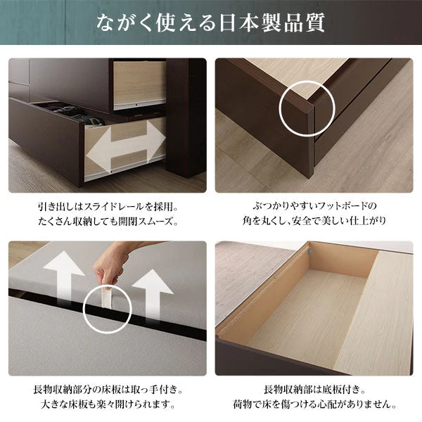 【お客様組み立て】日本製 引き出し5杯大容量ベッド（棚付き） ダークブラウン - Image 10