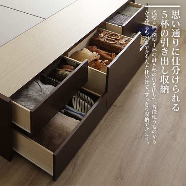 【お客様組み立て】日本製 引き出し5杯大容量ベッド（棚付き） ダークブラウン - Image 6