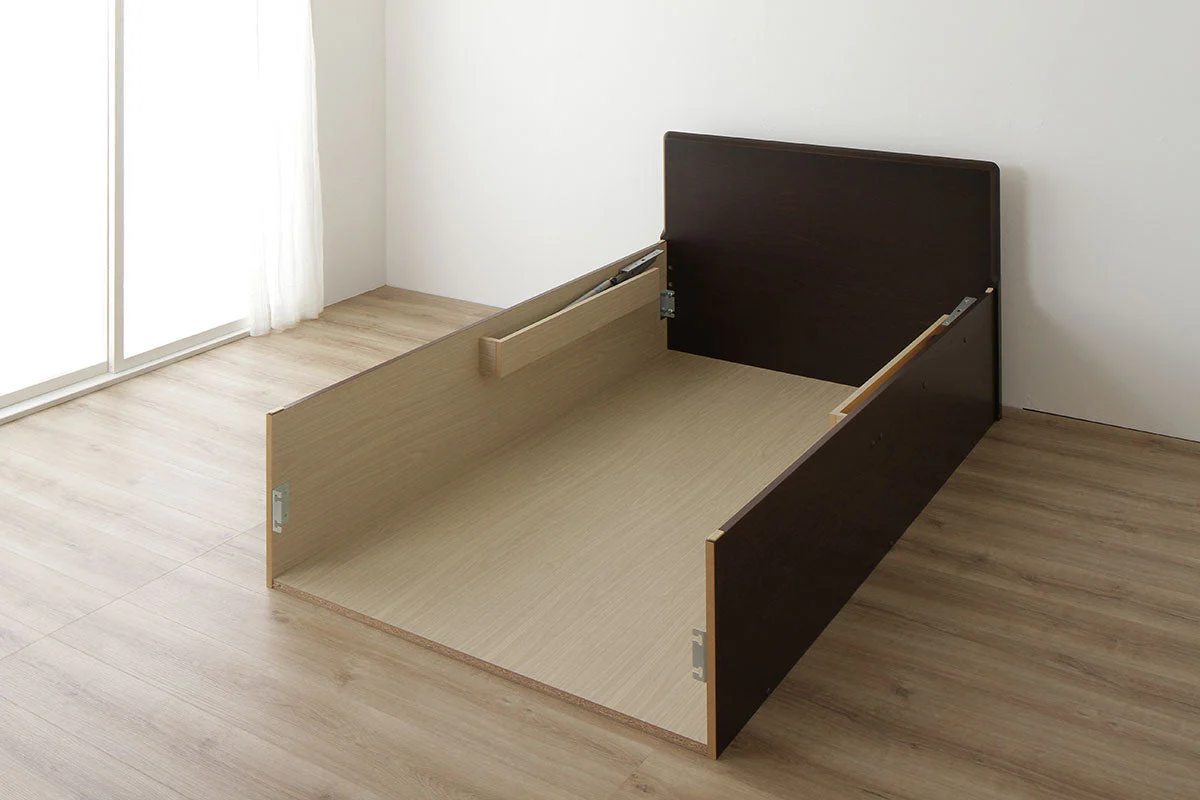 【お客様組み立て】日本製 ガス圧跳ね上げベッド（フラットヘッド・縦開き）通常丈：アイボリー - Image 24