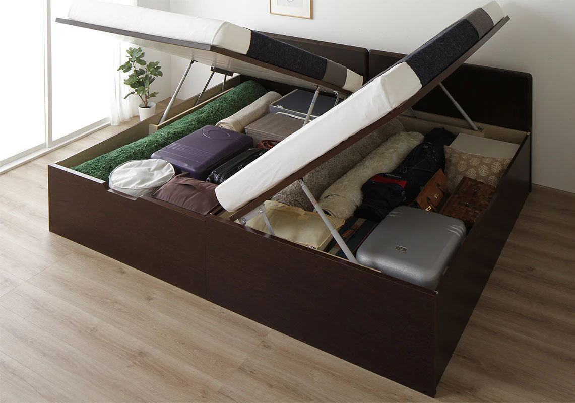 【組立設置サービス付き】日本製 ガス圧跳ね上げベッド（フラットヘッド・横開き）通常丈：ナチュラル - Image 32