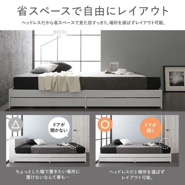 ヘッドレス引き出し収納ベッド ブラック - Image 5