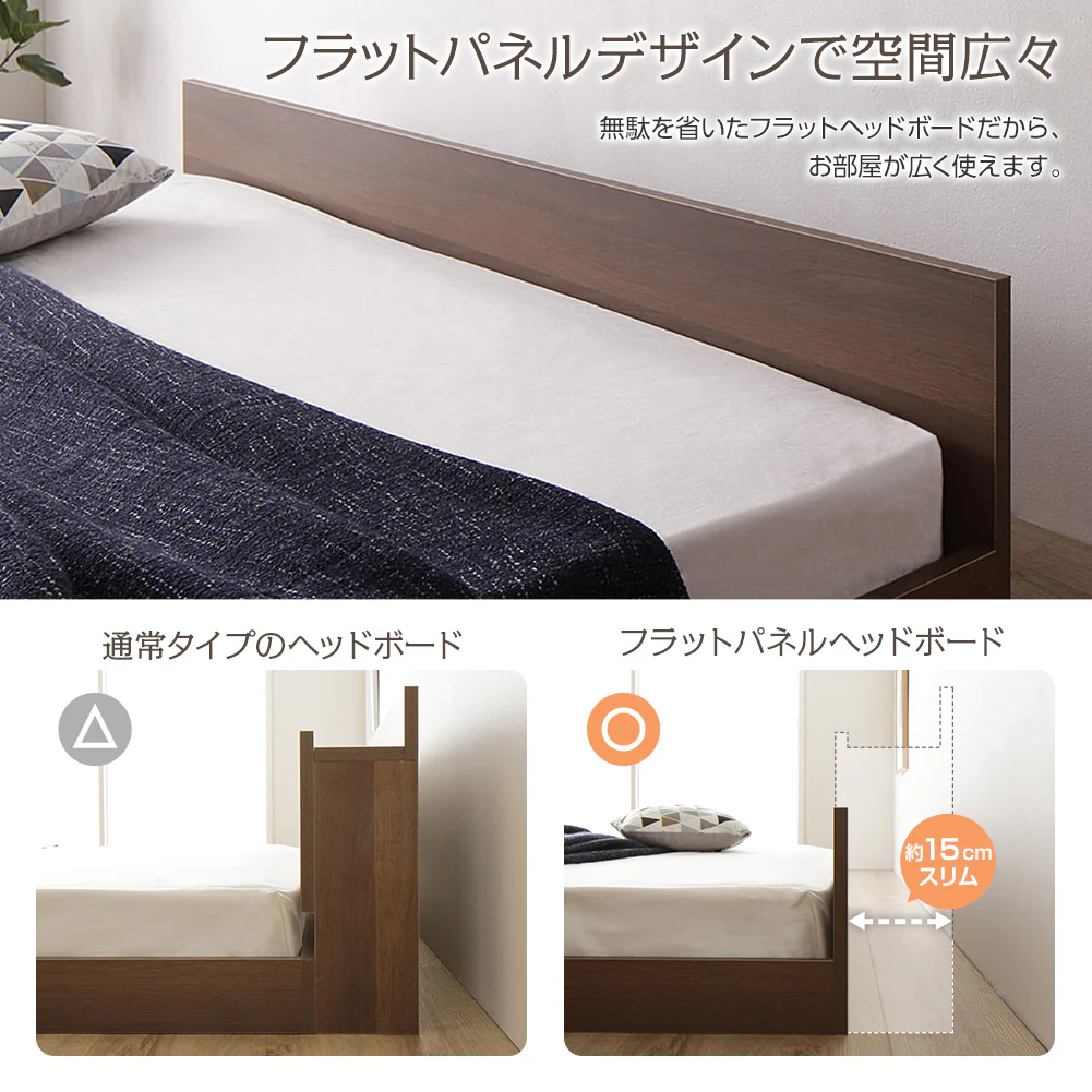 一枚板ヘッドボード フロアベッド ホワイト - Image 4