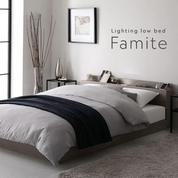 LED照明&棚付きローベッド 『Famite ファミーテ』 ブラック - Image 10