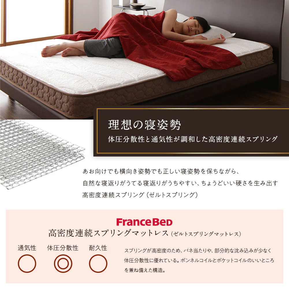 フランスベッド 高密度連続スプリングマットレス - Image 2