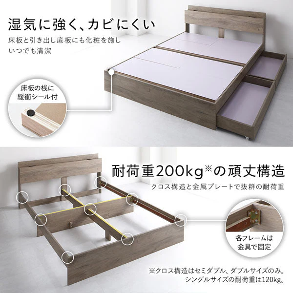 引き出し収納付きベッド 『Serest セレスト』 2台セット ホワイト - Image 19