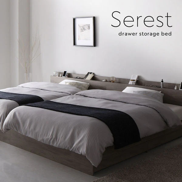 引き出し収納付きベッド 『Serest セレスト』 2台セット ブラウン - Image 10
