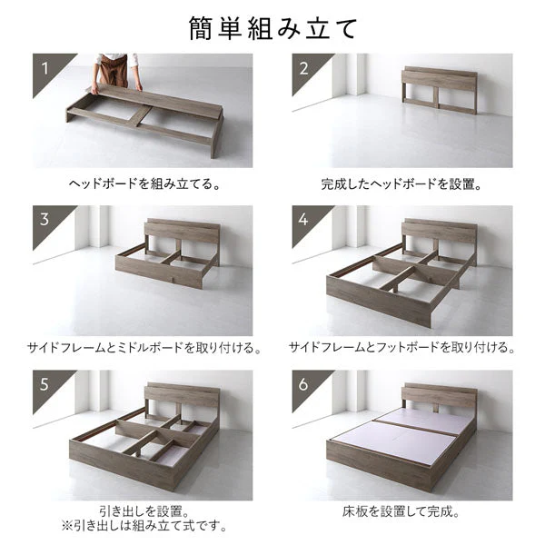 引き出し収納付きベッド 『Serest セレスト』 2台セット ホワイト - Image 20
