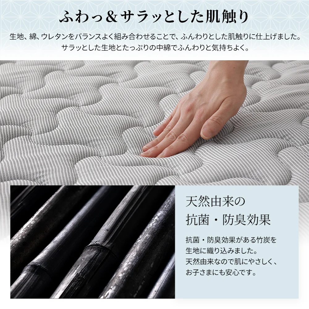 抗菌・防臭 国産薄型3つ折りポケットコイルマットレス - Image 9