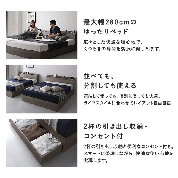 引き出し収納付きベッド『Absol アブソル』2台セット ホワイト - Image 10