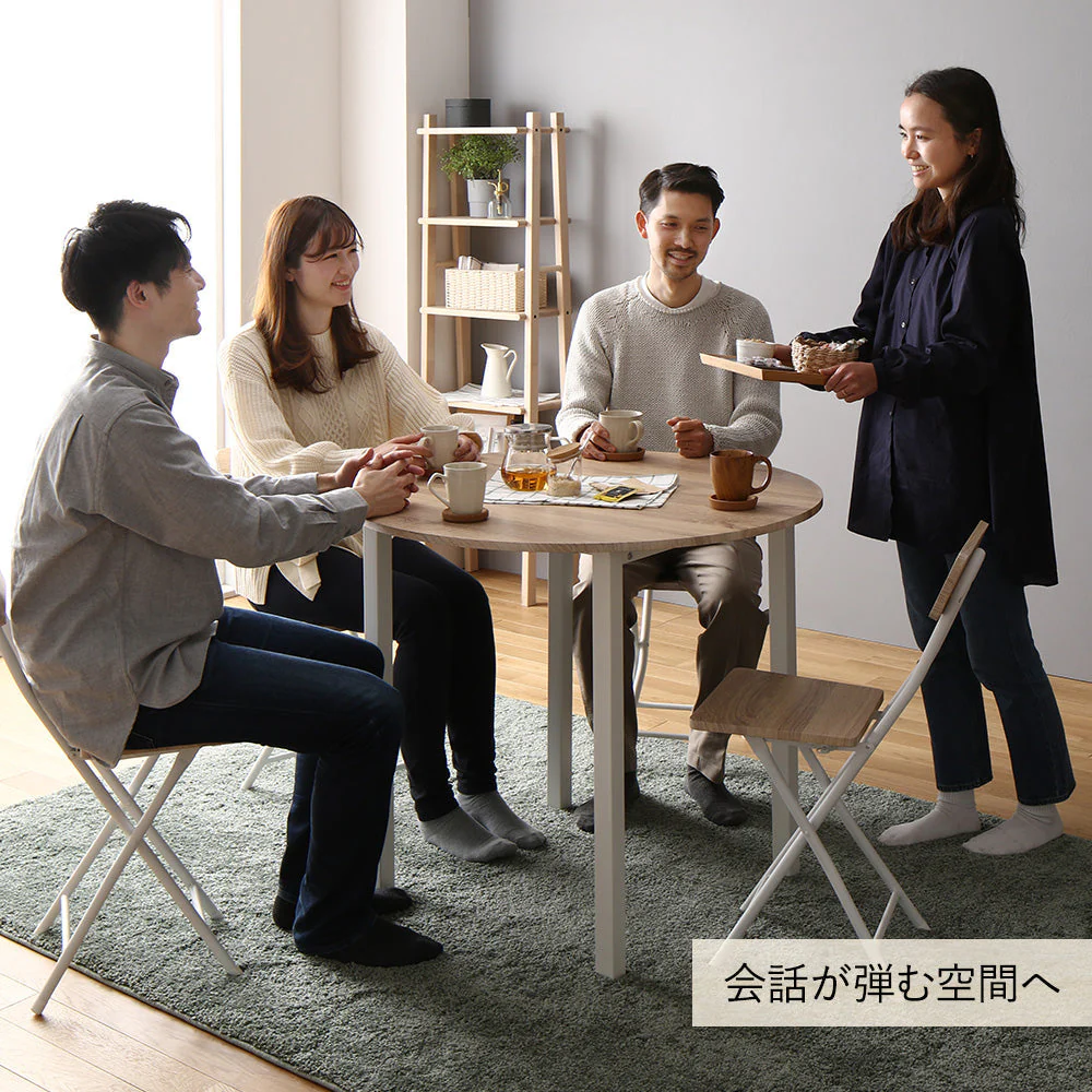 円形 ダイニングテーブル ナチュラル×ホワイト - Image 14