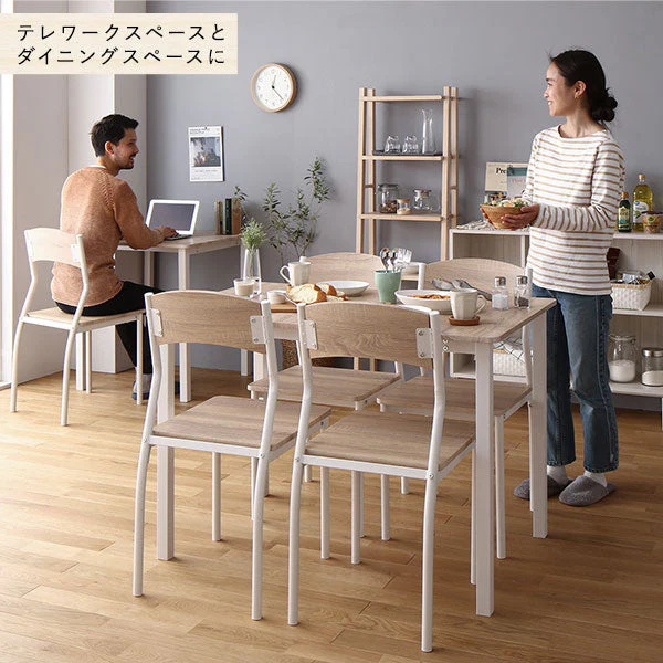 6人掛けダイニングセット(テーブル+シンプルデザインチェア)ナチュラル×ホワイト - Image 14