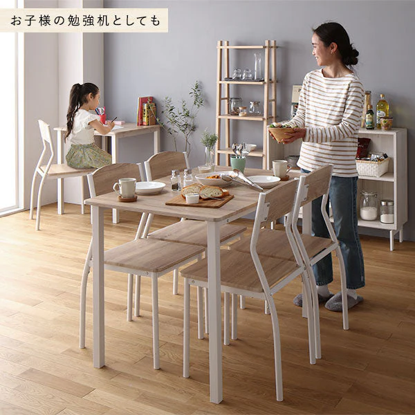 6人掛けダイニングセット(テーブル+シンプルデザインチェア)ナチュラル×ホワイト - Image 15