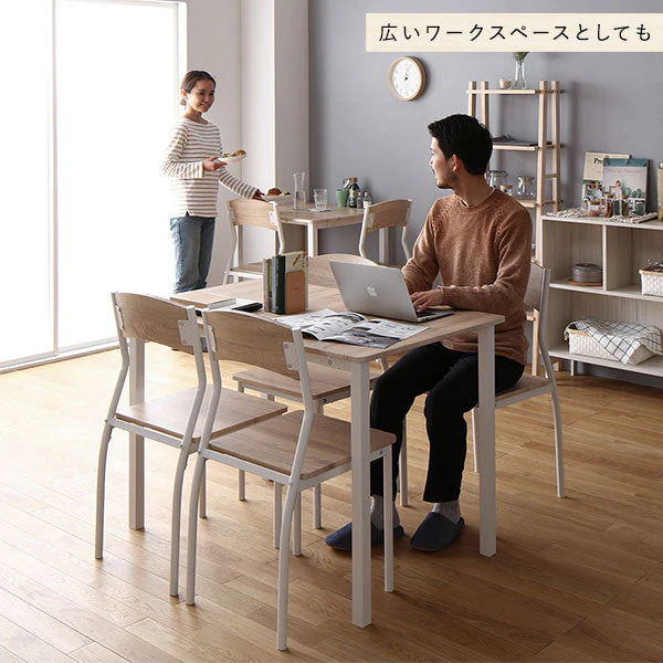 6人掛けダイニングセット(テーブル+シンプルデザインチェア)ナチュラル×ホワイト - Image 16