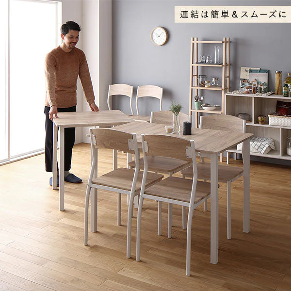 6人掛けダイニングセット(テーブル+シンプルデザインチェア)ナチュラル×ホワイト - Image 18