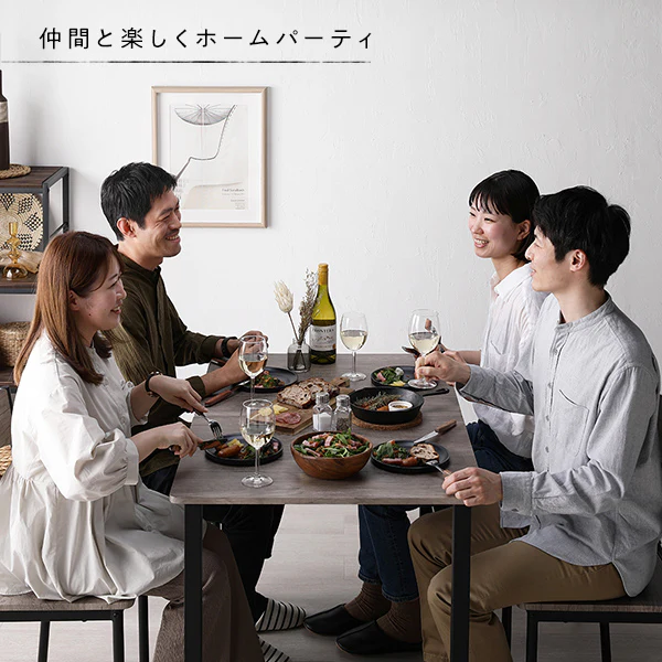 4人掛けダイニングセット（テーブル＋パイプデザインチェア）ストーン×ブラック - Image 16