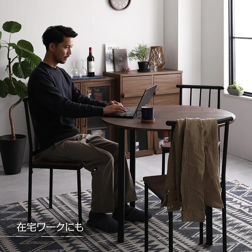 円形ダイニングセット（テーブル＋パイプデザインチェア）ストーン×ブラック - Image 20