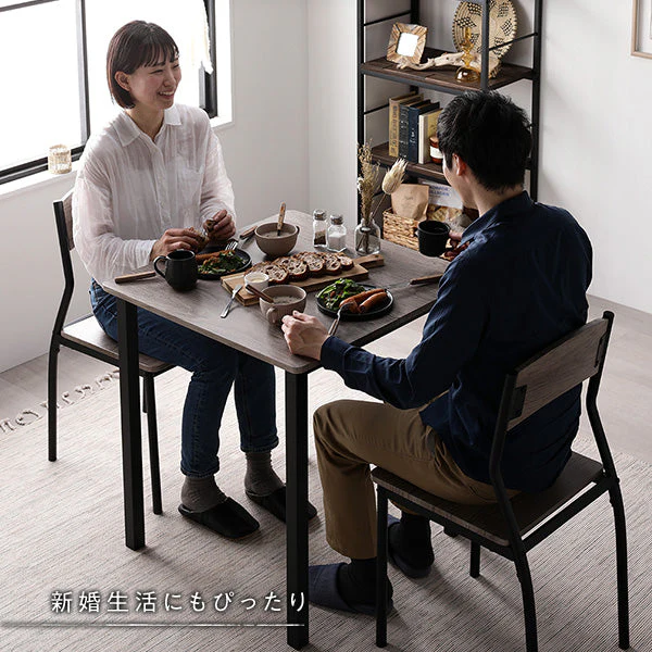 2人掛けダイニングセット（テーブル＋パイプデザインチェア）ブラウン×ブラック - Image 20