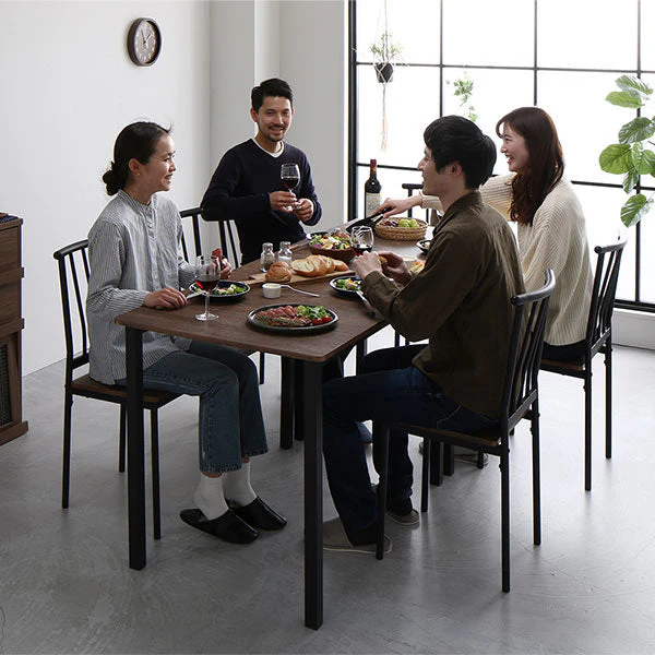 6人掛けダイニングセット（テーブル＋パイプデザインチェア）ブラウン×ブラック - Image 19
