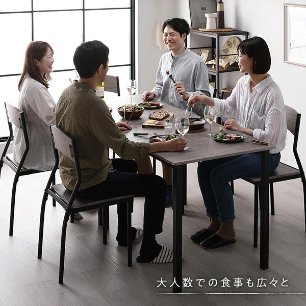 6人掛けダイニングセット（テーブル＋パイプデザインチェア）グレージュ×ブラック - Image 18