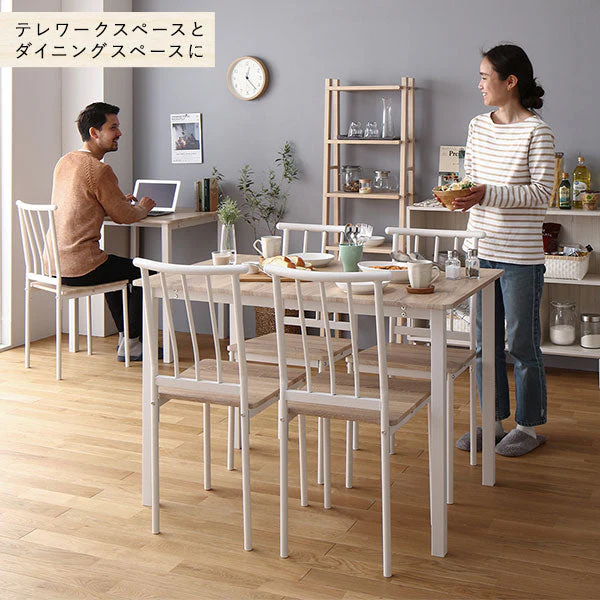 6人掛けダイニングセット（テーブル＋パイプデザインチェア）ナチュラル×ホワイト - Image 14