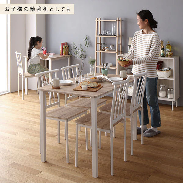 6人掛けダイニングセット（テーブル＋パイプデザインチェア）ナチュラル×ホワイト - Image 15