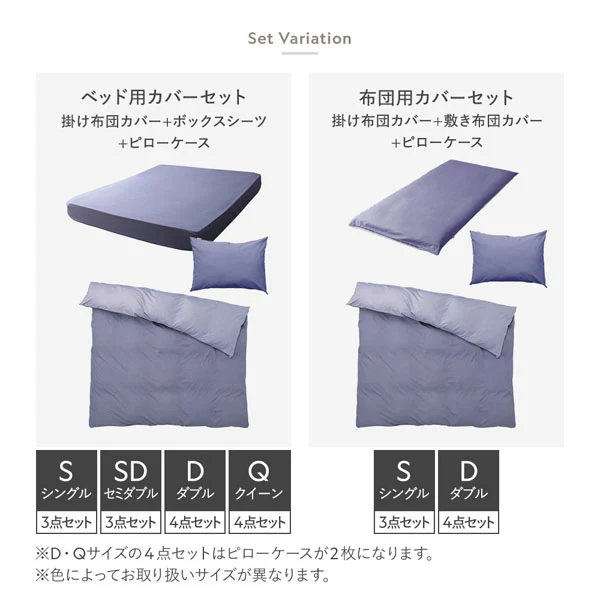 綿100% 天然シルク成分配合 国産寝具 掛け布団カバー 単品 ネイビー×ブルー - Image 16