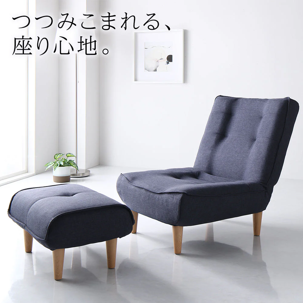 日本製リクライニング ハイバックソファ 1人掛けカウチ（1人掛け＋オットマン） PVC生地 ブラウン - Image 2