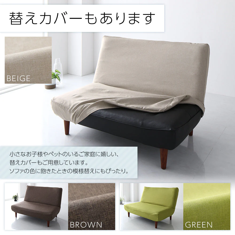 日本製 リクライニング ハイバックソファ 2人掛け単品 デニム生地 インディゴブルー - Image 17
