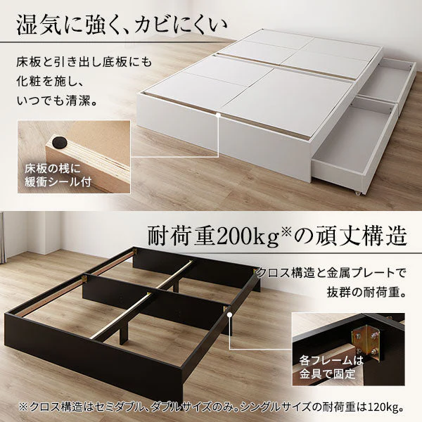 ヘッドレス引き出し収納ベッド 2台セット ホワイト - Image 6