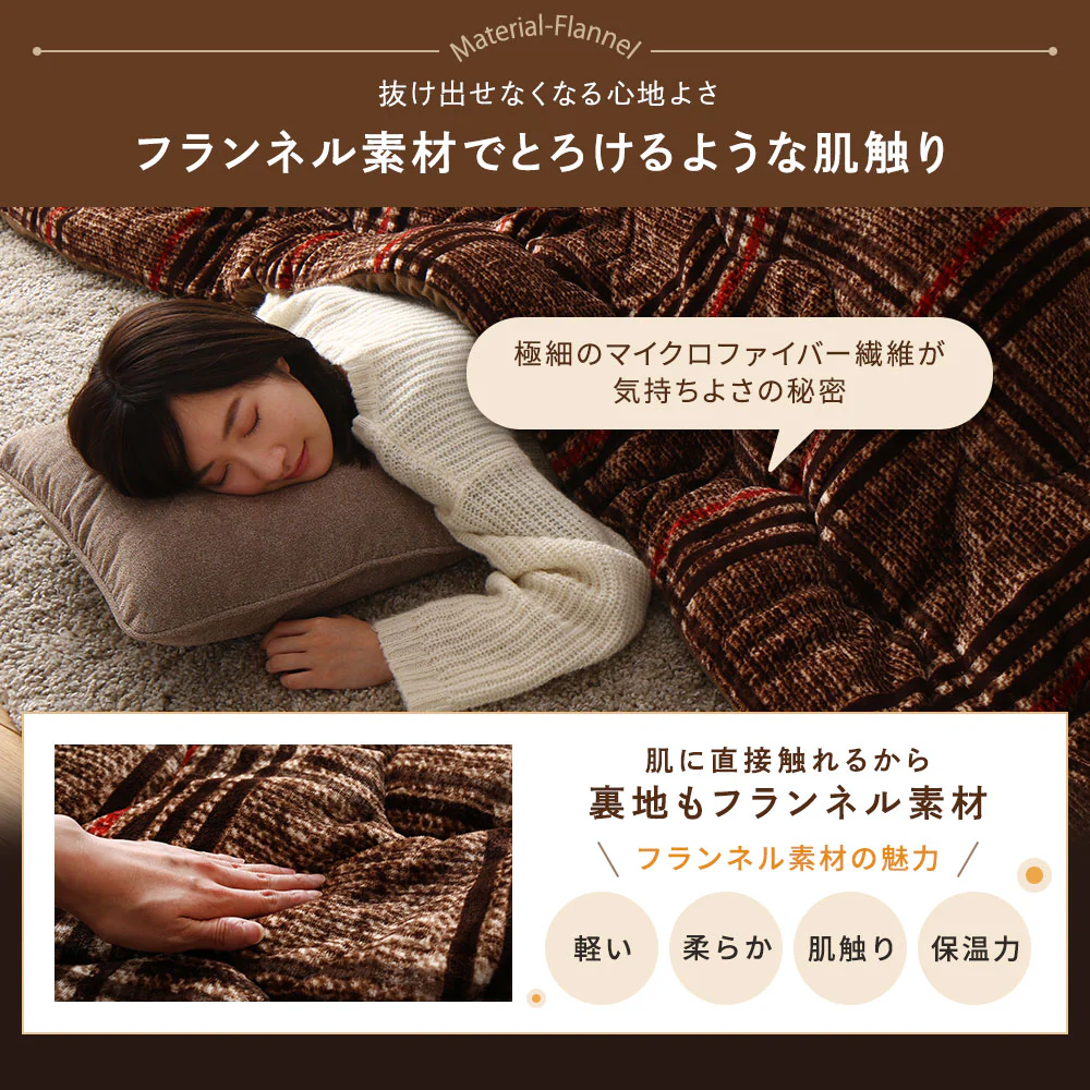 チェック柄こたつ掛け布団 単品 四角形 レッド - Image 5