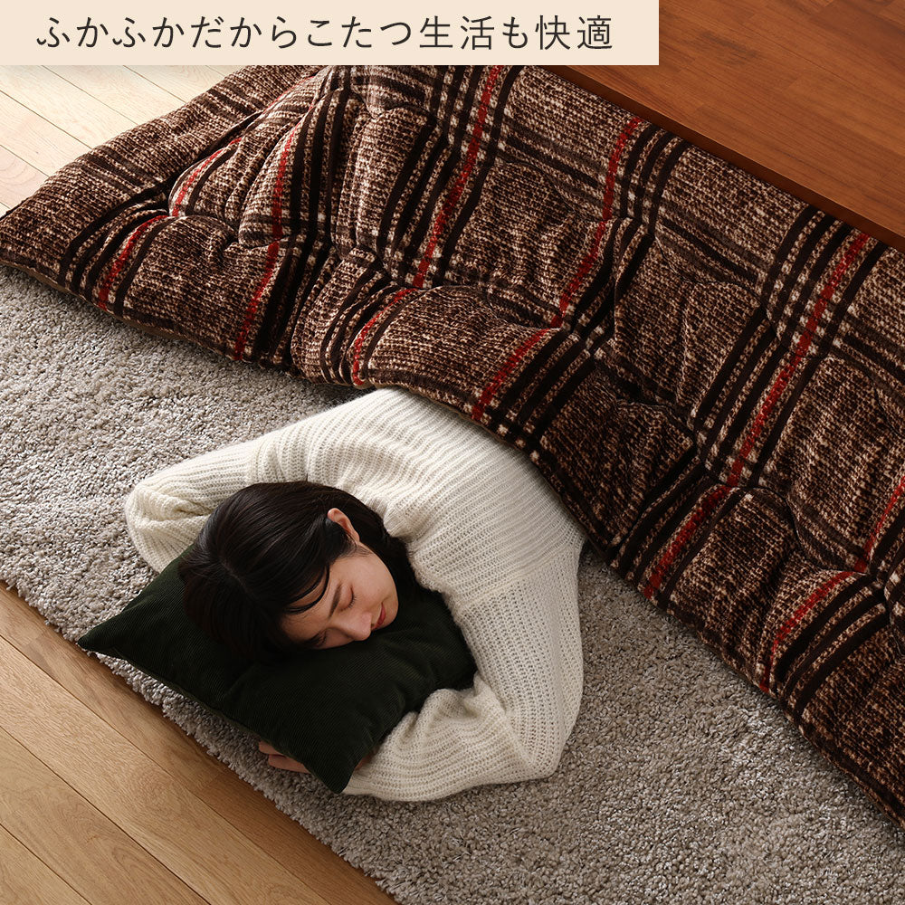チェック柄こたつ掛け布団 単品 円形 レッド - Image 10