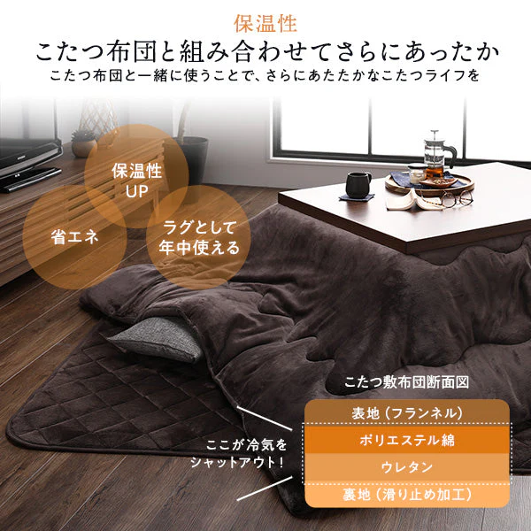 フランネルこたつ 敷き布団 単品 正方形(約)145×145cm ネイビー - Image 8
