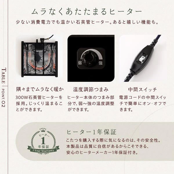 円形こたつ 2点セット 円80cm テーブル ブラウン/ホワイトウォッシュ + 掛け布団 ピンク - Image 5