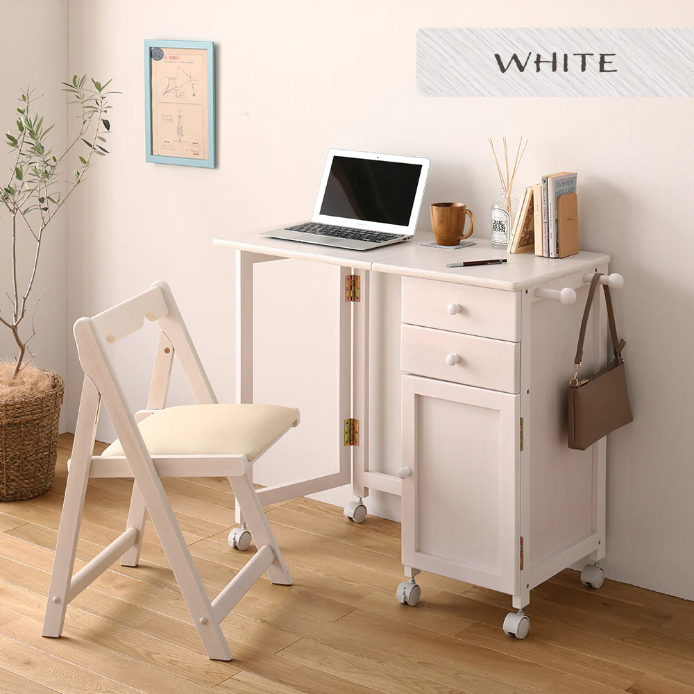 デスクがたためる 多機能収納 デスク&チェアセット ナチュラル - Image 9