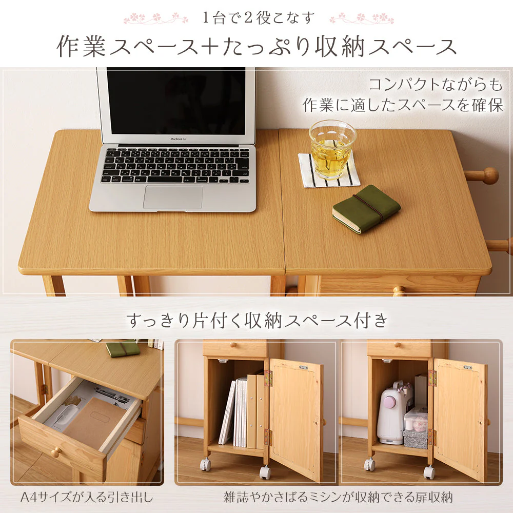 デスクがたためる 多機能収納 デスク単品 ホワイトウォッシュ - Image 5