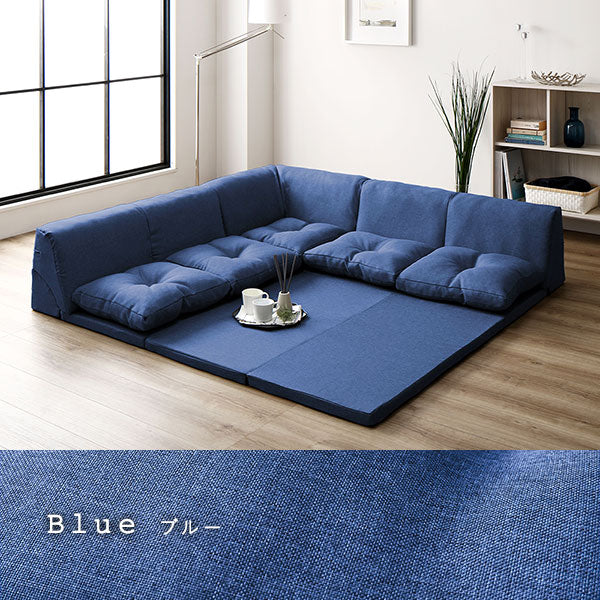 4cm厚マット付き くつろぎフロアソファ グレー（麻風織り生地） - Image 4