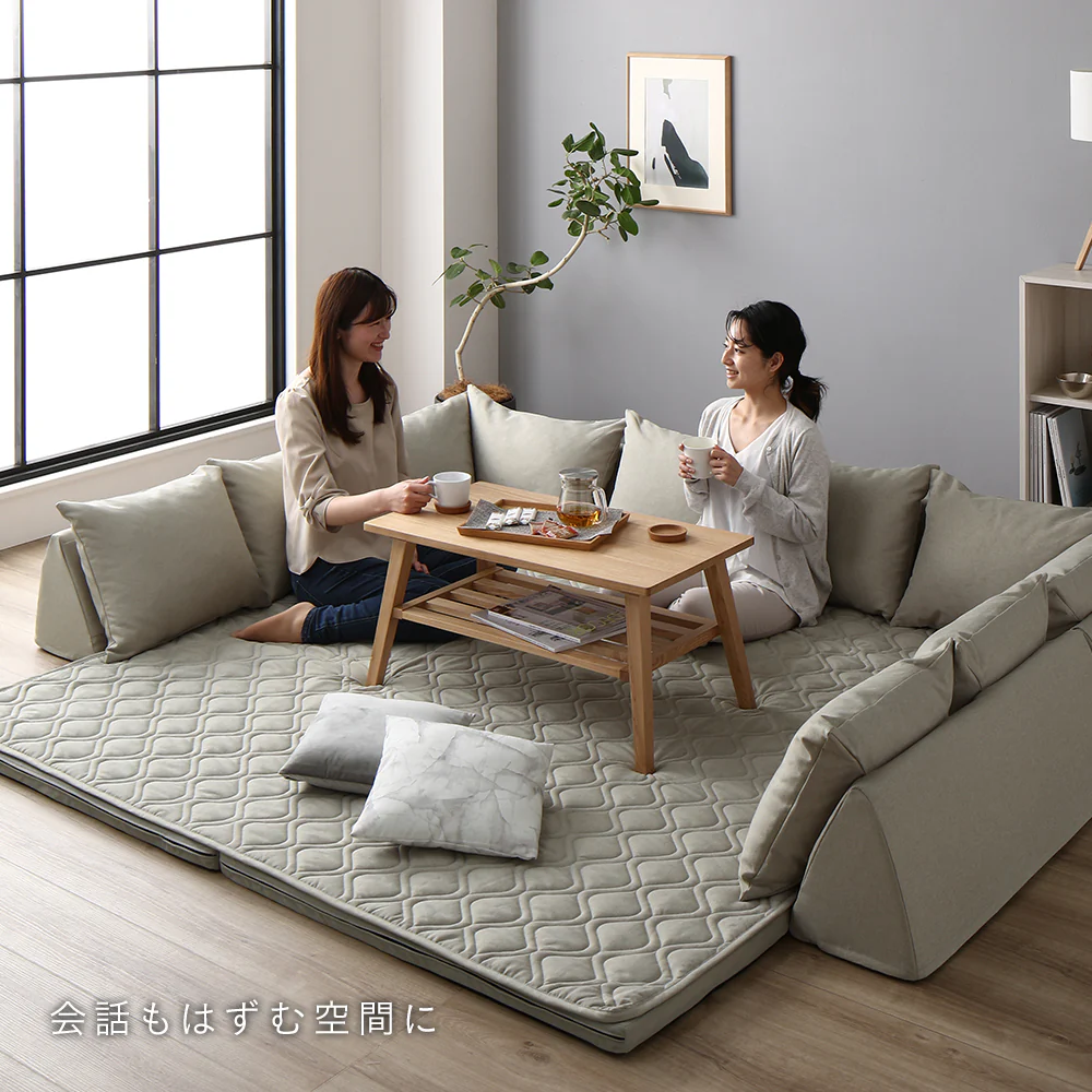 洗えるラグパット付き フロアソファ L型タイプ グレー系 - Image 12